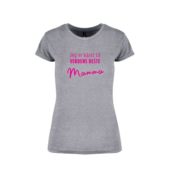 Gråmelert t-skjorte fra Clique med fluoriserende trykk "Verdens Beste Mamma"