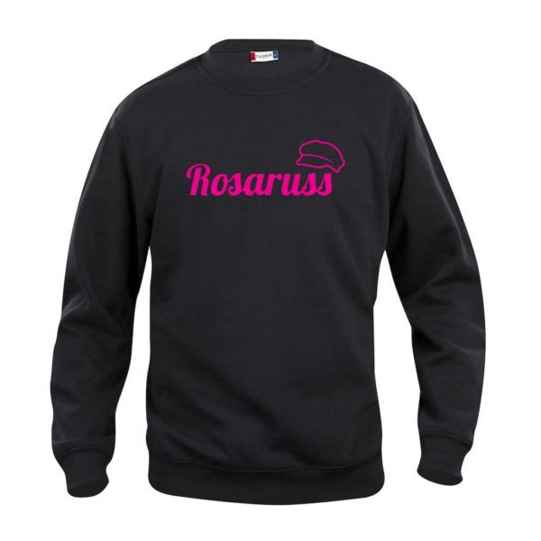 Sort sweatshirt-genser med rosa, fluoriserende "Rosaruss"